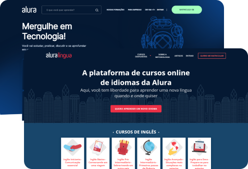 telas do alura+ e alura lingua